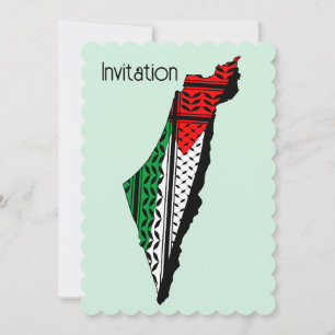 Palestina kaart met vlag en Keffiyeg patroon
