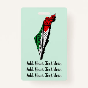 Palestina kaart met vlag en Keffiyeg patroon Badge