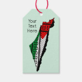 Palestina kaart met vlag en Keffiyeg patroon Cadeaulabel (Voorkant)