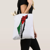 Palestina kaart met vlag en Keffiyeg patroon Draagtas (Dichtbij)