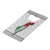 Palestina kaart met vlag en Keffiyeg patroon Kredietkaart Flessenopener (Voorkant Gekanteld)
