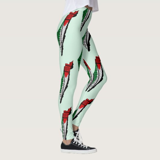 Palestina kaart met vlag en Keffiyeg patroon Leggings (Rechts)