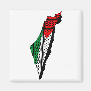 Palestina kaart met vlag en Keffiyeg patroon Magneet