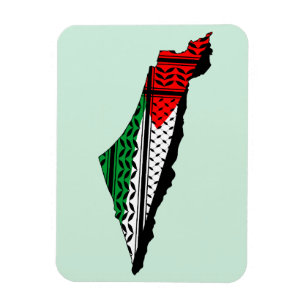Palestina kaart met vlag en Keffiyeg patroon Magneet