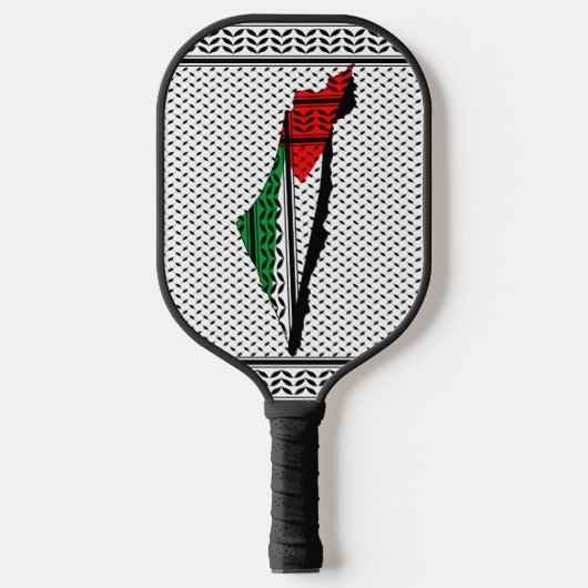 Palestina kaart met vlag en Keffiyeg patroon Pickleball Paddle (Voorkant)