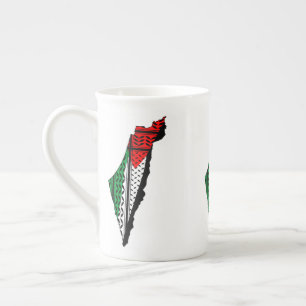 Palestina kaart met vlag en Keffiyeg patroon Porselein Kop