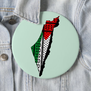 Palestina kaart met vlag en Keffiyeg patroon Ronde Button 6,0 Cm
