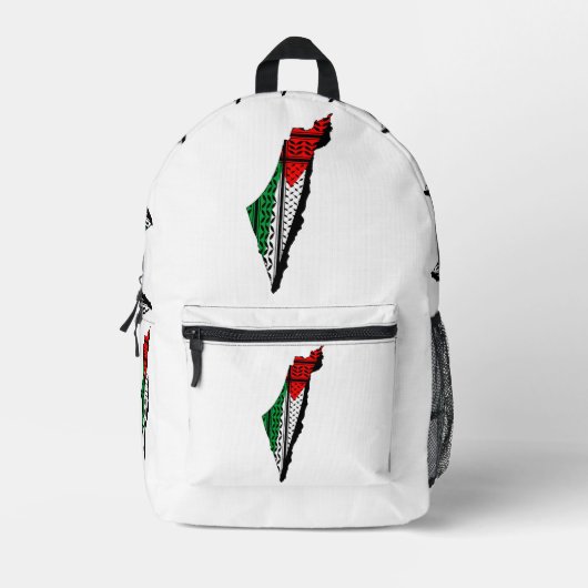 Palestina kaart met vlag en Keffiyeh patroon Bedrukte Rugzak (Voorkant)