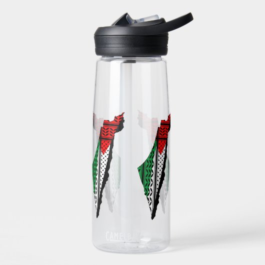 Palestina kaart met vlag en Keffiyeh patroon Waterfles (Links)
