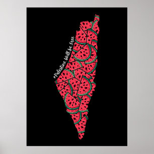 Palestina Kaart vol met Watermeloenen   Vrij Pales Poster