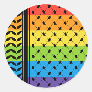 Palestina LGBT Rainbow Keffiyeh Patroon Sjaal Ronde Sticker