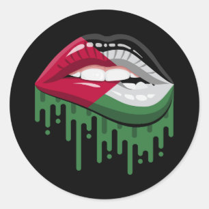 Palestina lippen trots wortelvlag ronde sticker