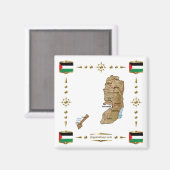 Palestina Map + Flags Magnet Magneet (Voorkant / Achterkant)