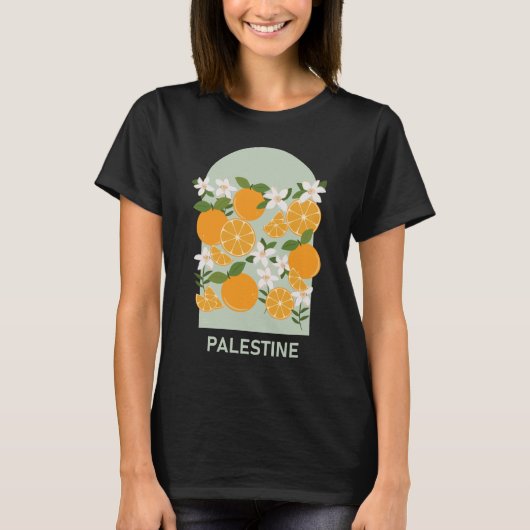 Palestina sinaasappels levendig kleurrijk ontwerp t-shirt (Voorkant)