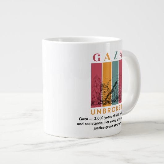 Palestina Solidariteit Jumbo Mok – Gaza ongebroken (Voorkant rechts)