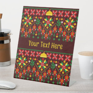 Palestina Tatreez Traditioneel Borduurwerk Reclamebord Met Voetstuk