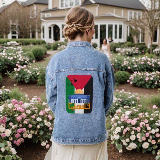Palestina vlag Arabische tekst Denim Jacket (Huwelijk Achterkant)