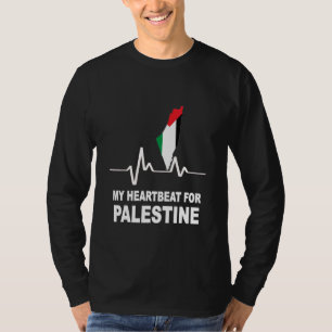 Palestina vlag en kaart in mijn hartslag t-shirt