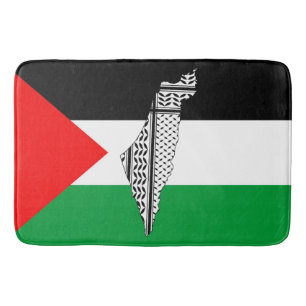 Palestina Vlag en Kaart met Keffiyeg Patroon Badmat