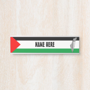Palestina Vlag en Kaart met Keffiyeg Patroon Deurbordje