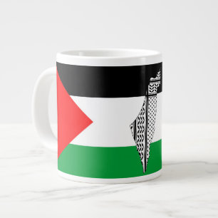 Palestina Vlag en Kaart met Keffiyeg Patroon Extra Grote Beker
