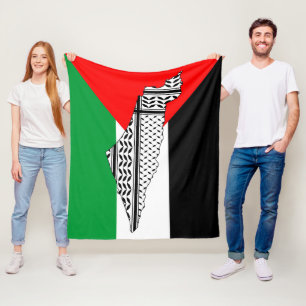 Palestina Vlag en Kaart met Keffiyeg Patroon Fleece Deken