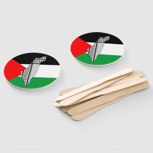 Palestina Vlag en Kaart met Keffiyeg Patroon Handwaaier (Niet-gemonteerd)
