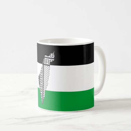 Palestina Vlag en Kaart met Keffiyeg Patroon Koffiemok (Voorkant rechts)