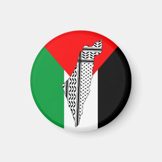 Palestina Vlag en Kaart met Keffiyeg Patroon Magneet (Voorkant)