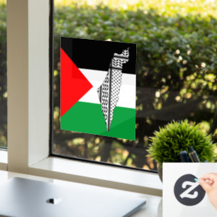 Palestina Vlag en Kaart met Keffiyeg Patroon Raamsticker
