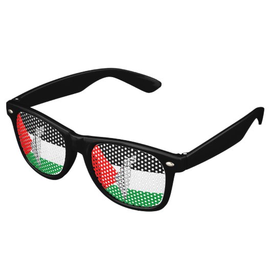 Palestina Vlag en Kaart met Keffiyeg Patroon Retro Zonnebril (Gekanteld)