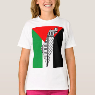 Palestina Vlag en Kaart met Keffiyeg Patroon T-shirt