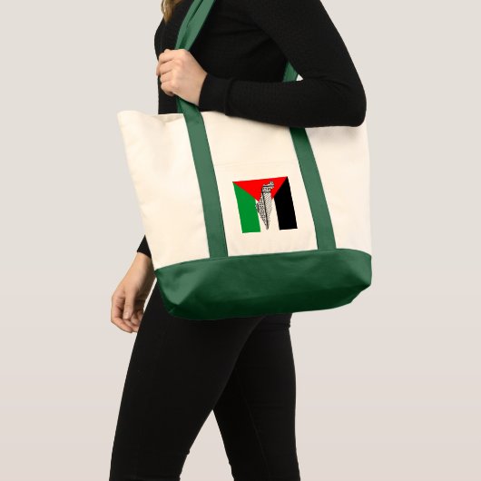 Palestina Vlag en Kaart met Keffiyeg Patroon Tote Bag (Voorkant (product))