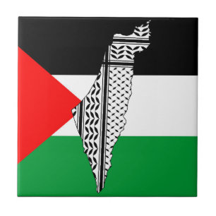 Palestina Vlag en Kaart met Keffiyeh Patroon Tegeltje