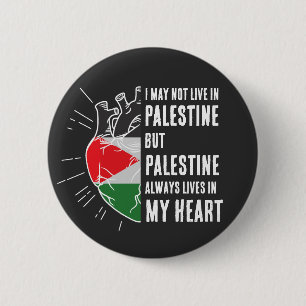 Palestina vlag menselijk hart ronde button 5,7 cm