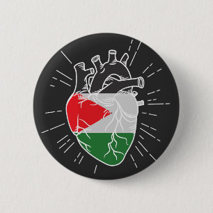 Palestina vlag menselijk hart ronde button 5,7 cm