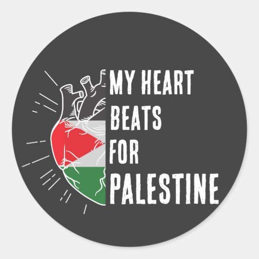 Palestina vlag menselijk hart ronde sticker (Voorkant)