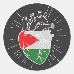 Palestina vlag menselijk hart ronde sticker