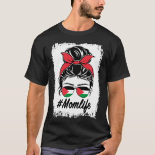 Palestina Vlag Palestijn Moeder Messy Bun Moeder L T-shirt