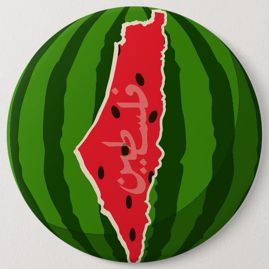 Palestina Watermeloen Vlag Kaart. Vrije Palestijne Ronde Button 6,0 Cm (Voorkant)