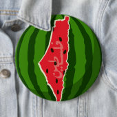 Palestina Watermeloen Vlag Kaart. Vrije Palestijne Ronde Button 6,0 Cm (In situ)