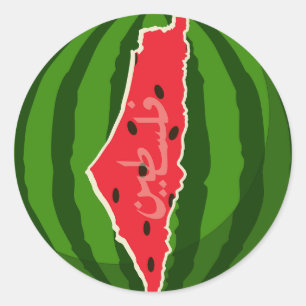Palestina Watermeloen Vlag Kaart. Vrije Palestijne Ronde Sticker