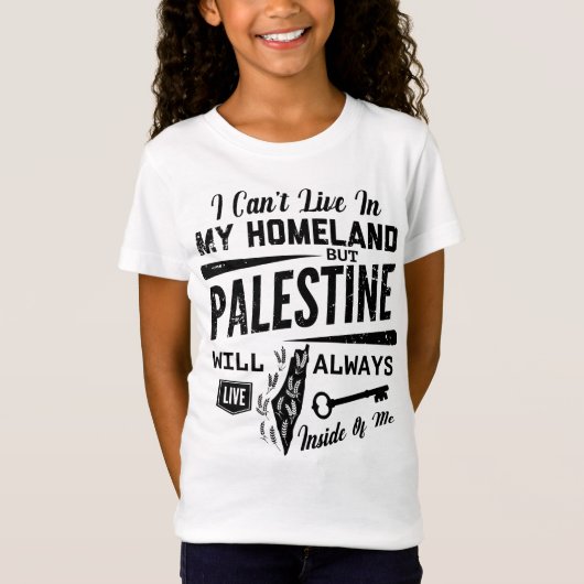 Palestina zal altijd in Me-Book leven T-shirt (Voorkant)