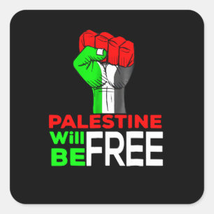 Palestina zal de genocide in Gaza vrij krijgen Vierkante Sticker