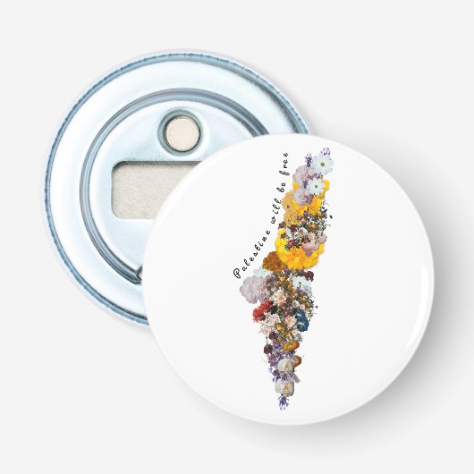 Palestina zal vrij zijn button flesopener (Voorkant)