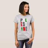 PALESTINE Distressed Bold T-Shirt – Vlagkleuren (Voorkant volledig)
