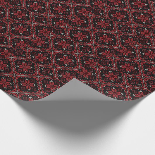 Palestine Embroidery Tatreez Pattern12 crm-red Cadeaupapier (Hoek)