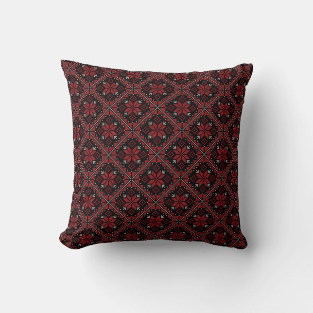 Palestine Embroidery Tatreez Pattern12 crm-red Kussen (Voorkant)