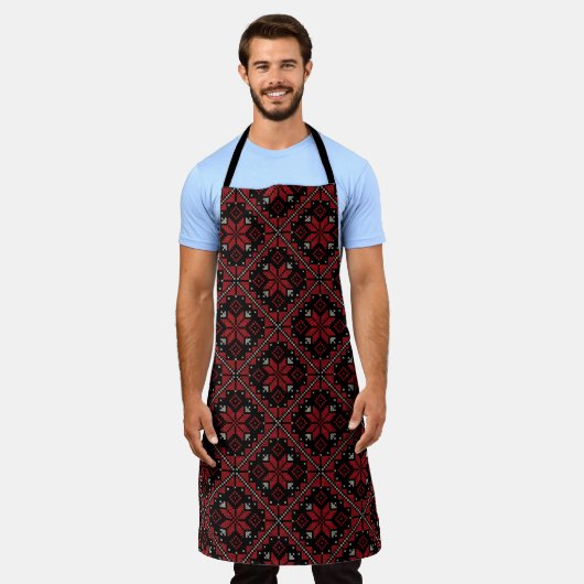 Palestine Embroidery Tatreez Pattern12 crm-red Schort (Gedragen)