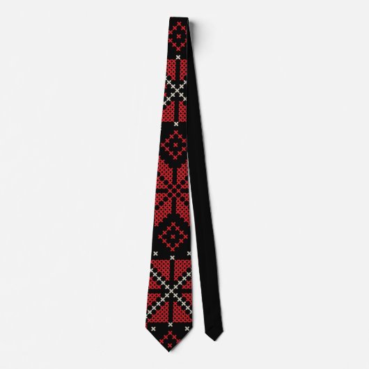 Palestine Embroidery Tatreez Pattern12 crm-red Stropdas (Voorkant)